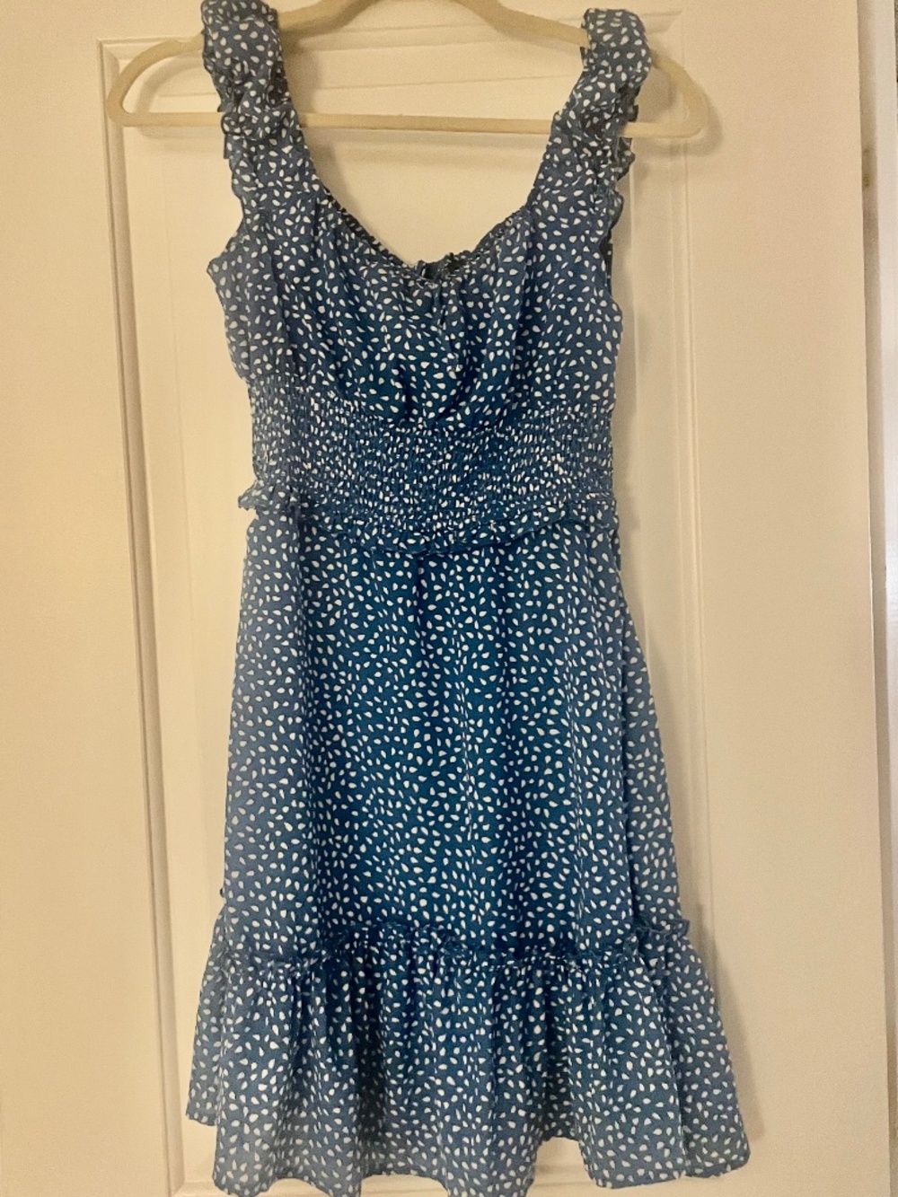 Blue Spotted Sundress with Ruffle Hem size small: perfect for Sorority Rush - Picture 3 of 6
